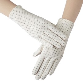 CHENGZI Women Girls Summer Fingerless Gloves, Non-slip UV Protection Driving Gloves Outdoor Gloves (Beige)