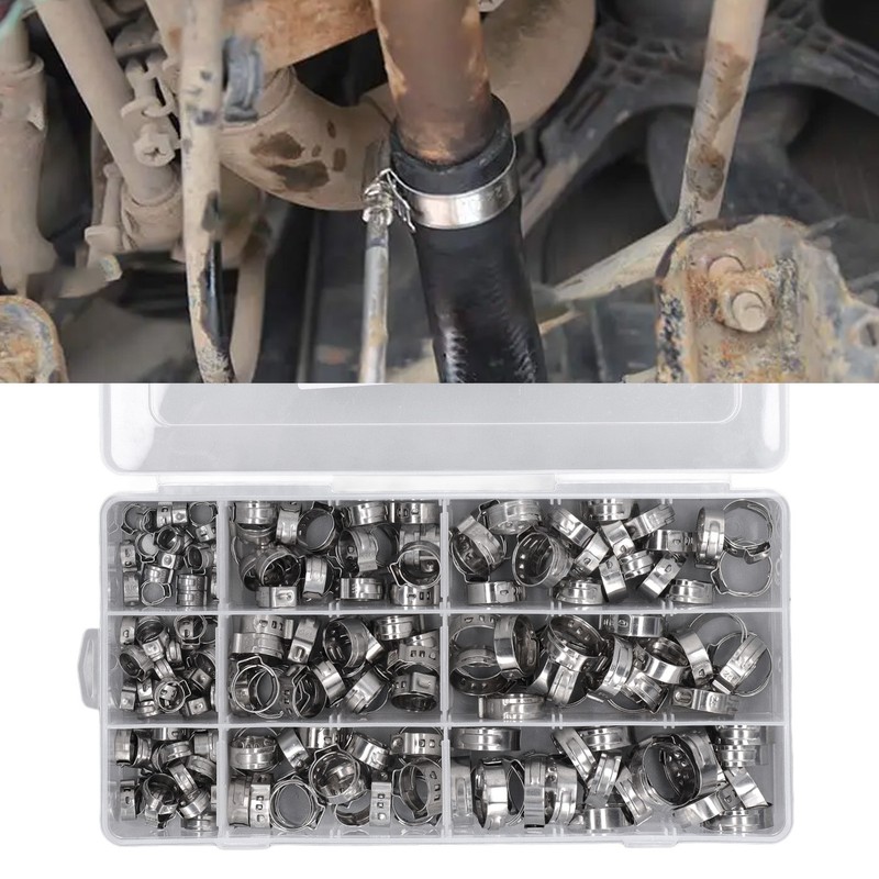180Pcs Fuel Hose Clamps Kit Stainless Steel Injection Line Accessories