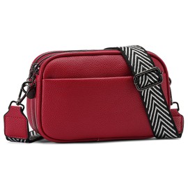 GAEKEAO Bright Red Crossbody Purses for Women Crossbody Bag, Small Genuine Leather Cross Body Bag for Woman Shoulder Purse with Triple Top Zipper