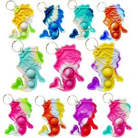 HOZKEAP (Students Gift) 24 Packs Bulk mermaid Small Mini Pop Key chain，Holiday gift Party Favors Supplies,for boy and girl Student award gift