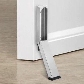 Door Stop, 2 Pack No Drilling Door Stoppers to Keep Door Open, Easy Pedal Kick Down Door Holder, Bottom of Door (White)