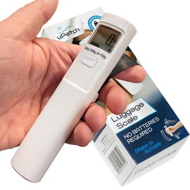 Luggage Scale, Battery Free (Shake to Charge) Digital Travel Weigher, 110 lb / 50 kg Capacity, Portable Handheld Suitcase and Baggage Weigher with LCD Display, Tare, Auto Off, Airline Travel