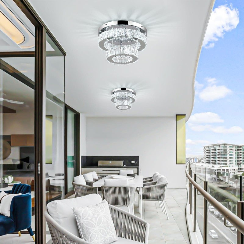 LEONTYNE 12 Inch Mini Chandelier LED Crystal Ceiling Light 2