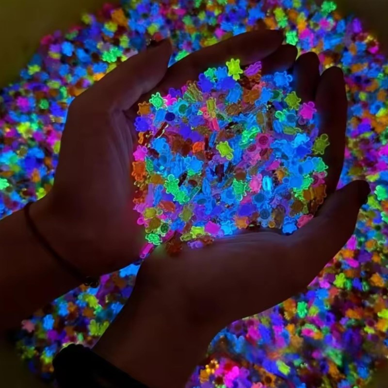 200 Pcs Luminous Mini Turtles with Storage Box,Tiny Re/sin Animals