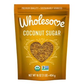 Wholesome Sweeteners 16-Ounce Organic Coconut Sugar, Non GMO, Gluten Free & Vegan Sweetener, for Baking, Sauces, and Smoothies, 1 Pack