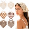 6Pcs Crochet Head Scarf, Boho Knit Hair Bandana for Women