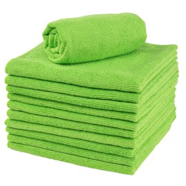 Restaurantware Clean Tek Professional 16 x 16 Inch Cleaning Cloths 10 Lint Free Microfiber Towels - Highly Absorbent Non Abrasive Green Microfiber Cleaning Rags Reusable for All Purpose Use