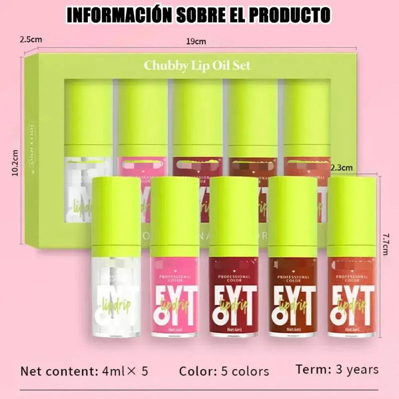 Set De Cuidado Labial Hidratante Glossy Liquid Lip Oil Gloss