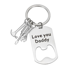 PATIKIL Bottle Opener Keychain, Funny Key Chain Gifts from Son for Birthday Father's Day Thanksgiving Christmas Gifts, Love You Daddy, Silver