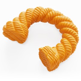 Doudele Dog Toys for Aggressive Chewers, Dog Toys for Medium Large Dogs, Dog Toys for Traning, Indestructible Dog Toy with Beef Flavor, Natural Rubber Horseshoe-Shaped Chew Toys (Orange)