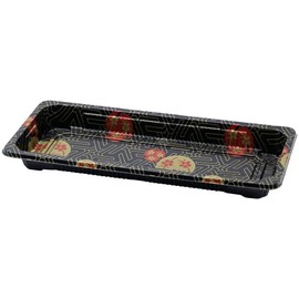 Small Black Sushi Trays with Lids 8.75 x 3.75 Inch - Disposable Sushi Packaging Box, Carry Out Container, Take Out Boxes, Black Plastic To Go Containers, Entrees, Appetizers or Desserts (550)