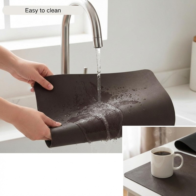 Premium Faux Leather Placemats Set of 6 – Waterproof, Heat-Resistant,
