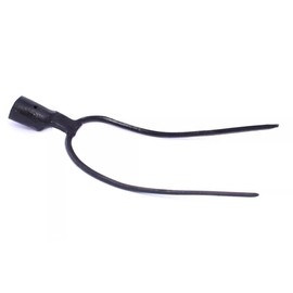 2-Prong Hay Fork with Solid Socket, 30 cm Head Width, 40 cm Length, Black Steel