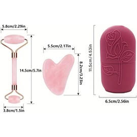 Face Ice Compress Scraping Gift Box, incluye rejilla de hielo de silicona para compresas faciales, rodillo de cristal en polvo, tabla de raspado de cristal en polvo, etc. Usted puede dar masaje facial, conveniente para el regalo de cumpleaños, Navidad, dí