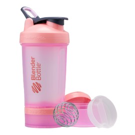 BlenderBottle - Botella coctelera con organizador de pastillas y almacenamiento para proteína en polvo, sistema clásico V2 ProStak, 22 onzas, rosa