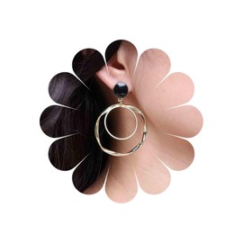 Inateannal Vintage Hollow Circle Dangle Earrings Gold Large Circle Drop Earrings Black Enamel Disc Stud Earrings Textured Round Circle Earrings Jewellery for Women and Girls, Zinc, No Gemstone