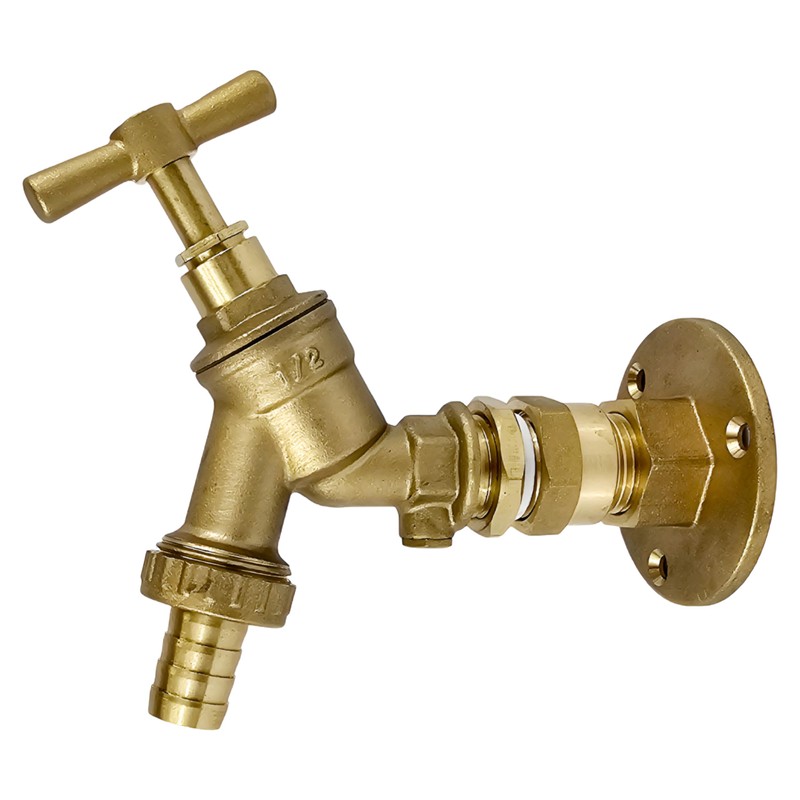 Outside 1/2 Double Check Garden Tap with Through The Wall