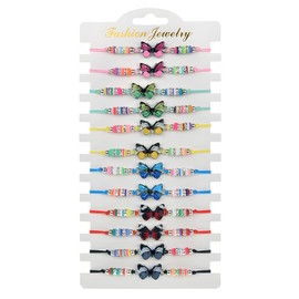 Children's Friendship Bracelets, Butterfly Bracelets, Adjustable Braided Bracelets, Butterfly Chain Jewellery Set, Birthday Party Children's Birthday Party Pack of 12