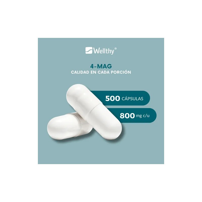 4-mag 200 Cápsulas Wellthy Mezcla De Magnesio, 100 Porciones