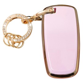 Rilnaewn Keyless Entry Systems for Ford Key Fob Cover Fit for Ford Explorer Fusion Escape Edge Expedition F150 F250 F350 F450 F550 Maverick Mustang Smart Key (Pink-Gold, 5-Button)