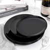 PULOTE 60 PCS Black Plastic Plates - Include 30 Dinner