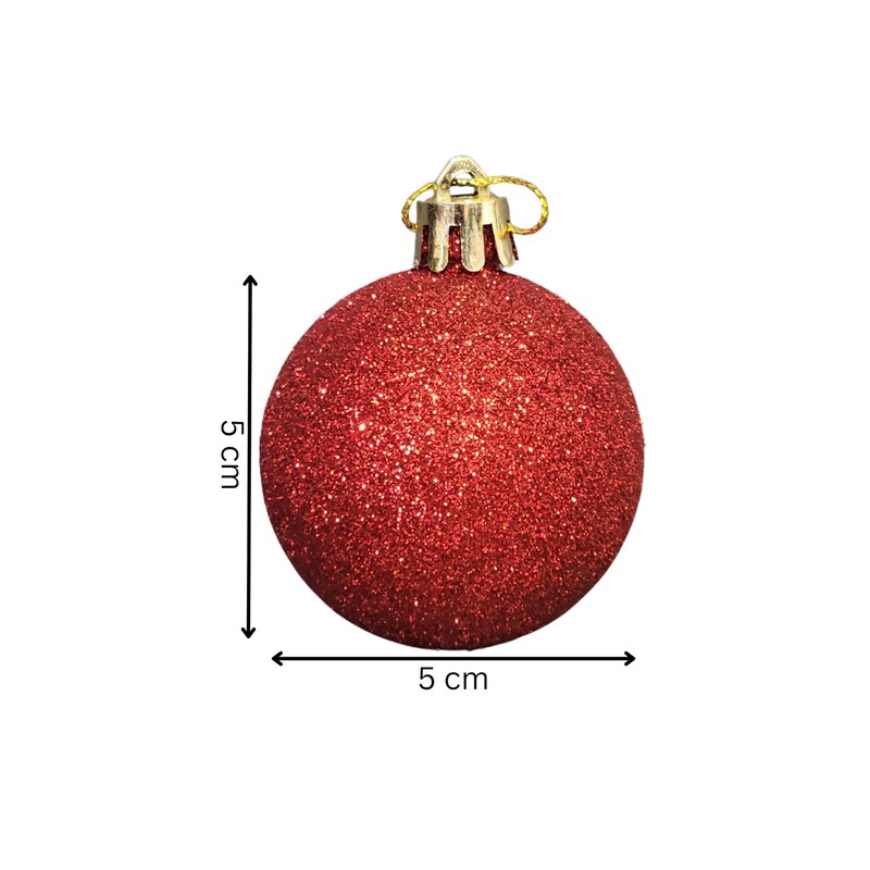 Assorted Red Baubles 12 Pack | 5cm Diameter | Christmas