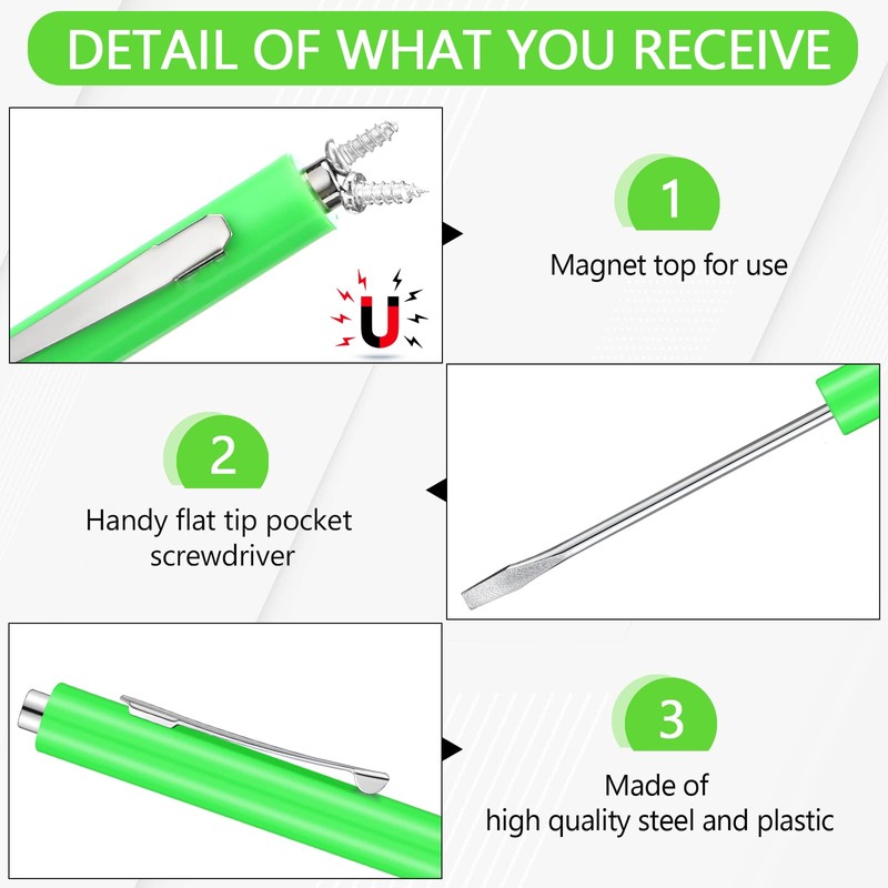 Shimeyao 20 Pcs Pocket Flat Head Screwdriver Set Small Magnetic