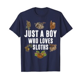 Just A Boy Who Loves Sloths Lazy Sloth Toddler Men Kids Gift T-Shirt