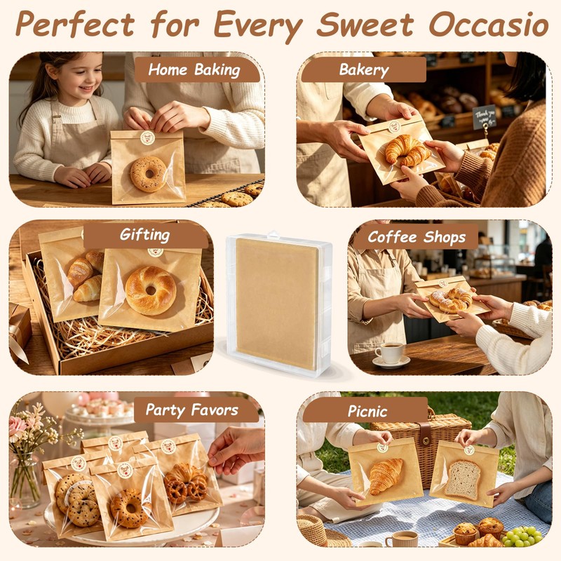 250 Pack Cookie Bags with Seal, 7.1 x 7.5 Inch