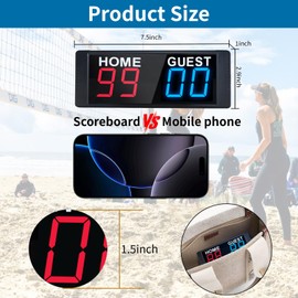 YZ Magnetic Battery Powered Cornhole Scoreboard,Portable Digital Scoreboard with Remote,Ping Pong Score Keeper with Buzzer,LED Electronic Scoreboard for Basketball/Baseball/Volleyball/Billiard Games