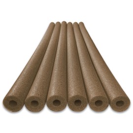 Oodles of Noodles Deluxe Pool Noodles – 6 Pack Brown Soft Foam Tubes, 48” x 2.5” Hollow Core – Extra Dense, Durable – Pool, Beach, Crafts – Made in North America