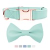 Soft Leather Bowtie Dog Collar - Adjustable Cute Bow Tie