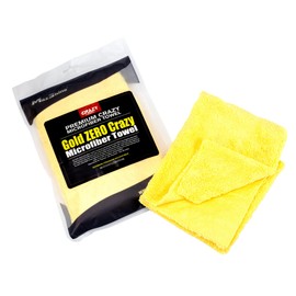 Maxshine 12 Pack Microfiber Towel - Zero Crazy Edgeless (380GSM), Gold, 16”x24” - Professional Rinse-Free, Scratch-Free Drying Towels for Cars - Ideal for Car Detailing
