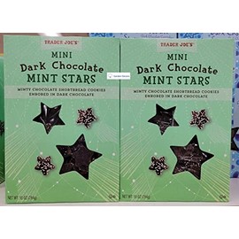Trader Joe's Mini Dark Chocolate Mint Stars 10oz 284g (Two Boxes)