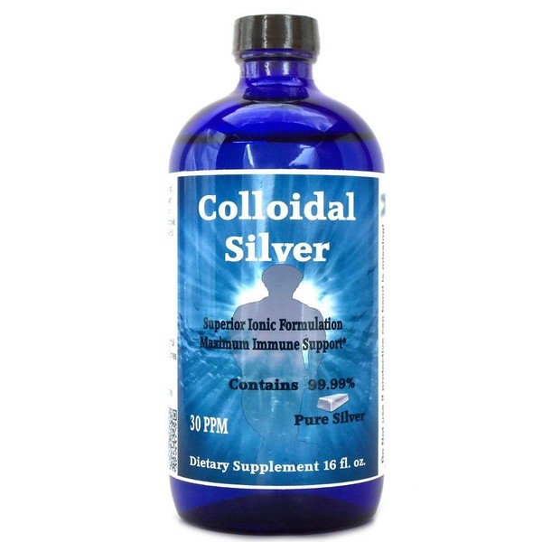Superior Colloidal Silver 30PPM 16 fl oz Ionic Colloidal Silver Made with 99.99% Pure Silver