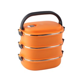 3 Layers Bento Box Stainless Steel Portable Insulated Lunch Containers for Office School Orange