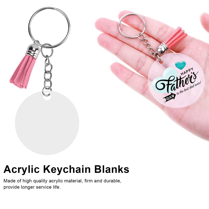 30Set DIY HandPainted Acrylic Keychain Blanks Circles Keychain Tassel Set