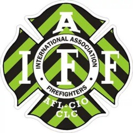 4 Inch Reflective IAFF Lime Green Chevron Firefighter Maltese Cross Sticker
