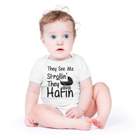 AW Fashions They See Me Strolli' They Hatin Bodysuit Newborn Boy Outfits Cute Romper Baby Girl Clothes (Newborn, White)