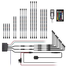 DITRIO 18pcs Underglow RGB LED Strip Light Kit DC 12V with Turn Signal and Blinking Brake Light Features for Motorcycle Trikes ATVs UTVs, M18r-TK