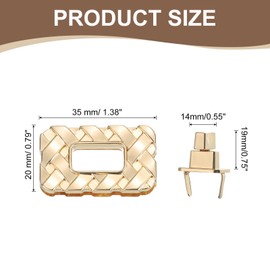 sourcing map 2Pcs Twist Turn Lock Clasp, 1.38" x 0.79" Closures Lock Fasteners for Purse Aluminum Alloy Rectangle Bag Closure Clip Hardware Accessories for DIY Handbag Craft, Gold