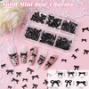 2 Boxes 3D Bow Nail Charms, Black Mini Bow Charms