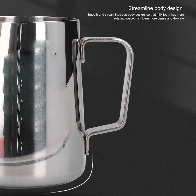 Milk Frother Cup 380ml 304 Stainless Steel High Durability Multifunctional