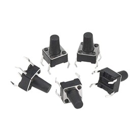 VISSQH 90pcs 4Pin Micro Tactile Push Button Switch Miniature Momentary Tact Pushbutton Switches, for DIY Electronic Products PCB (6x6x9mm 6 Color Cap)