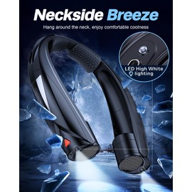 Laimiod Portable Neck Fan Personal Fan Wearable Fan- with LED Book Light, 6-20 Hrs Long Battery, 6-Speed Adjustable, USB-C Rechargeable, Ultra Quiet, Hands-Free Cooling for Men Women Outdoor Indoor