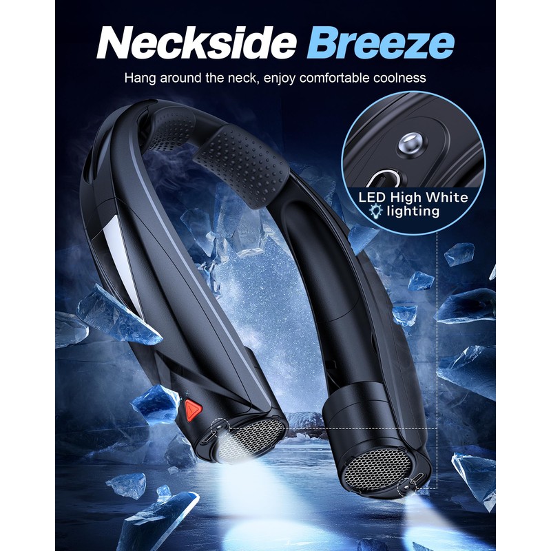 Laimiod Portable Neck Fan Personal Fan Wearable Fan- with LED