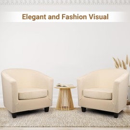 Treaful Barrel Chair Covers Slipcover, 2 Piece Club Arm Chair Couch Slipcover with Chair Cushion, Soft Stretch Velvet Barrel Chair Couch Slipcover Washable Furniture Protector for Pet Dogs