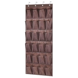 MISSLO Over Door Shoe Storage 24 Large Mesh Pockets Shoe Organiser Hanging for Wardrobe Door Tidy Holder with Hangers Organizer, Tan