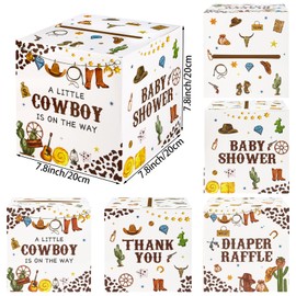 Western Cowboy Card Box Favors Post Cardboard Receiving Money Holder for Reception, Western Theme Party, Anniversary, Birthday Party Table Centerpiece Decorations