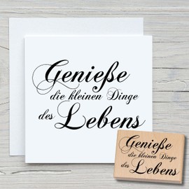 Newstamps Stamp Enjoy the Little Things Motif Stamps Made of Wood and Rubber for Card Making, Wooden Stamps, Sayings, Saying Stamps, Text Stamp, Lettering, Scrapbook, Textile Stamp, Decoration